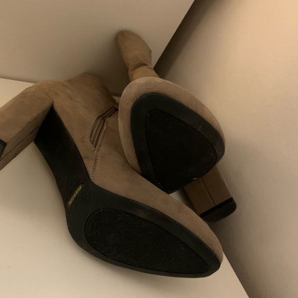 Bamboo Taupe Suede High Heeled Ankle Boot - Picture 4 of 7